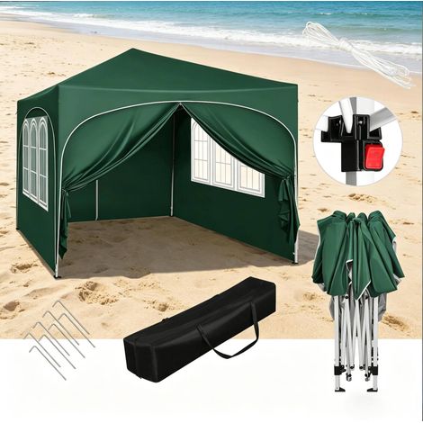 Gartenpavillon 3x3m mit 4 Seitenwänden Pop-up Grün OKMYHOME (1/5)