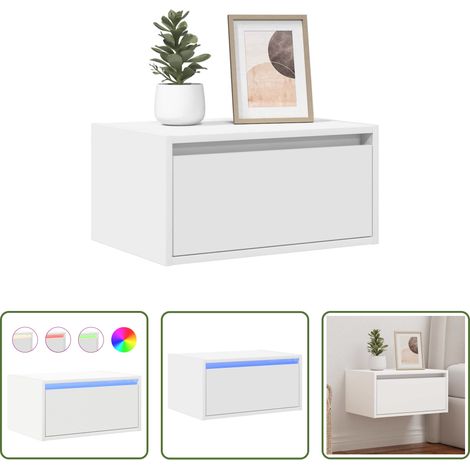 Éclairage LED - Table de chevet murale avec lumières LED blanc (1/5)