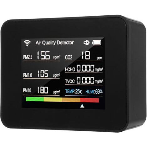Compteur de qualité de l’air Tuya WiFi 13 en 1, moniteur intérieur détectant CO₂, TVOC, HCHO, PM2.5, PM1.0, PM10, humidité, température, date, heure, alarme, minuterie, chronomètre pour maison, bureau