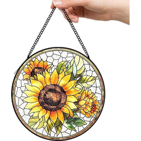 30 cmAttrape-soleil vitrail fleurs sauvages abeille papillon, décoration intérieure maison, cadeau femme (1/5)