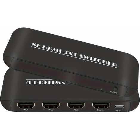 Commutateur TV haute définition, 3 entrées, 1 sortie, commutateur/distributeur TV 4K Ultra HD, avec télécommande infrarouge, sélecteur/commutateur TV HD 3x1, compatible 4K 120 Hz 3D HDR HDCP 2.3, comp (1/5)