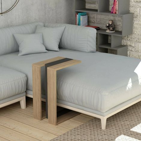 Dmora - Wohnzimmertisch Calliope, Niedriger Wohnzimmertisch, Kaffeeregal, Couchtisch für Sofa, 30x40h57 cm, Eiche und Anthrazit, mit verstärkter Verpackung (1/3)