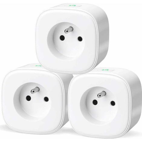 WiFi Smart Plug (FR), Smart Plug Compatible with Alexa, Google Home and SmartThings, Programmable French Plug with Remote Control, Voice Control and Time Function (3)