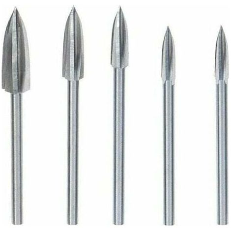 5 Pièces Fraise Outils De Sculpture Gravure Foret Ensemble Bois Carbure Solide Meulage Fraise En Acier Couteau Pour Bricolage Travail Du Bois Sculpture Gravure Et Forage Argent-Crezuo