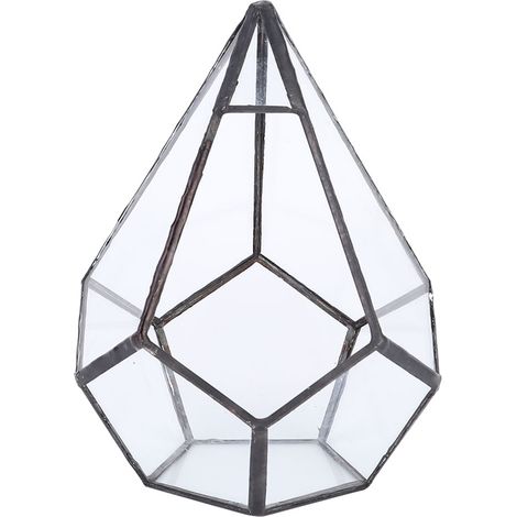Maceta geométrica de cristal para plantas – Maceta decorativa para suculentas hecha de estaño y metal – 12 x 12 x 14 cm (1/5)