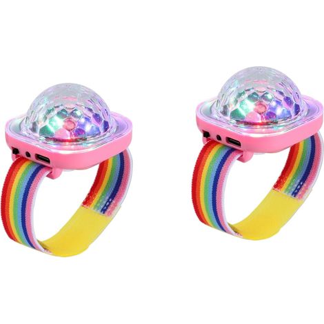 Boules disco lumineuses, lot de 2 mini veilleuses LED portables, bracelet USB, pour enfants, fêtes (rose) (1/5)