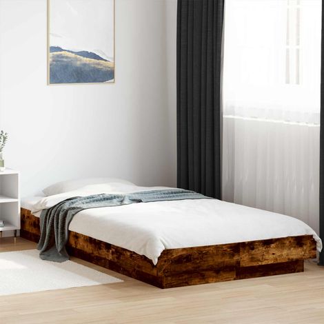 Cadre de lit LED 80 x 200 cm en bois d’ingénierie chêne fumé - PANGIVO (1/5)