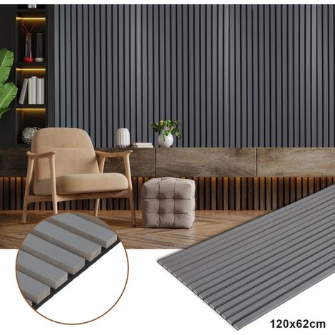 SWANEW Pannello acustico Rivestimento murale in MDF Pannello murale acustico naturale Pannelli murali moderni 120x60x2,1 cm Grigio (1/5)
