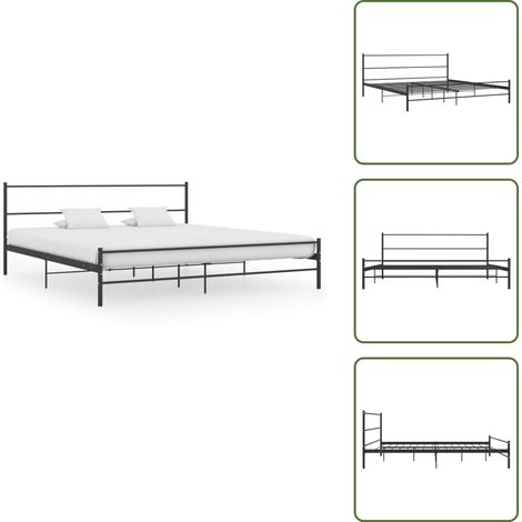 Cama sin colchón - vidaXL Estructura de cama sin colchón metal negro 180x200 cm - Cama de metal negro