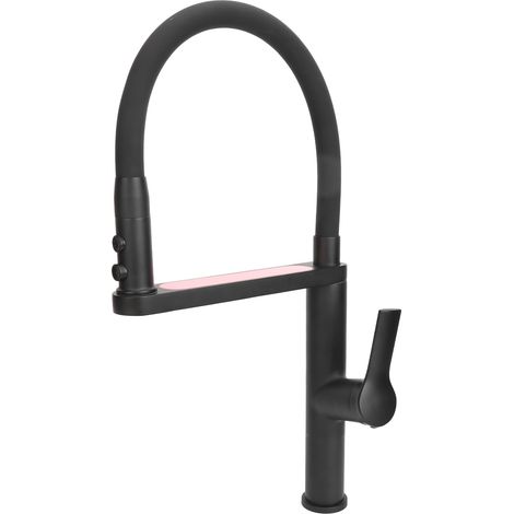 Robinet d'évier de cuisine avec douchette extractible, en laiton, commande eau chaude/froide, rotation à 360°, pour bar ou buanderie. (1/5)