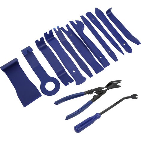 Kit 13 pièces démontage garniture auto bleu, outil d'installation intérieur avec sac Oxford, accessoire réparation véhicule. (1/5)