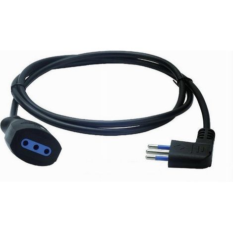 TrAdE Shop Traesio - Prolunga Lineare Nera Spina 10a 2p+t + Presa 10a 2p+t Uscita Cavo 3 Mt 90° 83279 - (1/4)