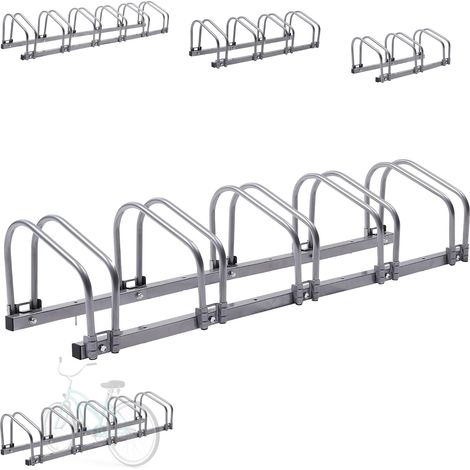 Arebos – Supports à vélos pour 5 vélos – Montage mural ou au sol – Largeur de pneus 35-60 mm – Distance entre roues 21 cm – Acier allié résistant (1/5)