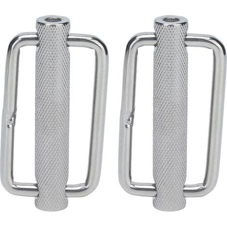 2 boucles de ceinture réglables en acier inoxydable 316, rectangle moleté à rouleau, 50mm (1/5)
