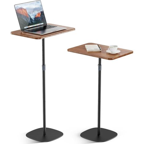 Support Portable pour Ordinateur, Table de Chevet/Sofa avec Hauteur Réglable de 47 cm à 122 cm, Bureau en Bois, Podium Mobile Détachable pour Maison, Bureau, École, Noyer (1/5)