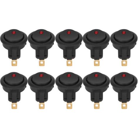 Interrupteur SPST étanche à bascule ronde marche/arrêt 12V, 10 pièces, projecteur LED, borne argentée à 3 broches (1/4)