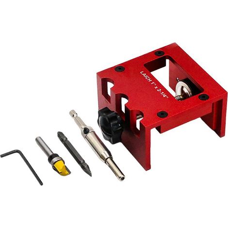 Gabarit de mortaise pour porte en bois, outil de découpe polyvalent pour trous de serrure sur portes intérieures, assure une découpe précise et sans joint apparent. (1/5)