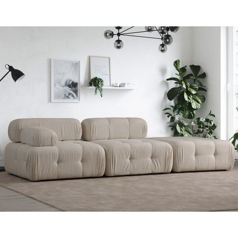 Modulares Sofa 2-Sitzer mit Ottomane Doblo hellbeige