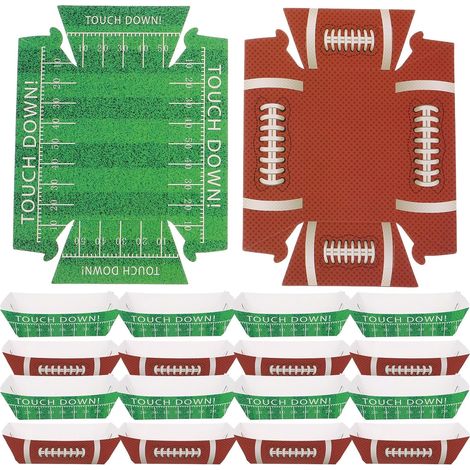 20 Pièces Plateau de Service en Papier Kraft pour Fête D'anniversaire Football, Boîte à Hot-dog Résistante à L'huile Design Football, pour Snacks et Fromage (1/5)