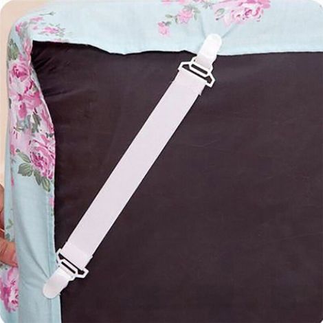 Bretelles De Drap De Lit - 4 Pièces Réglables Jusqu'à 70 Cm - Pour Draps Plats Housses De Matelas Et Couvertures - Blanc (1/4)