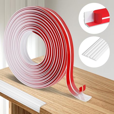 Plinthe Souple Autoadhésive, 20mm x 6m PVC Baguette de Finition Adhesive, Moulure Murale Corniche Plafond, Protection d'angles et Rebords, Angle Plinthe pour la Cuisine et la Salle de Bain, Blanc (1/5)