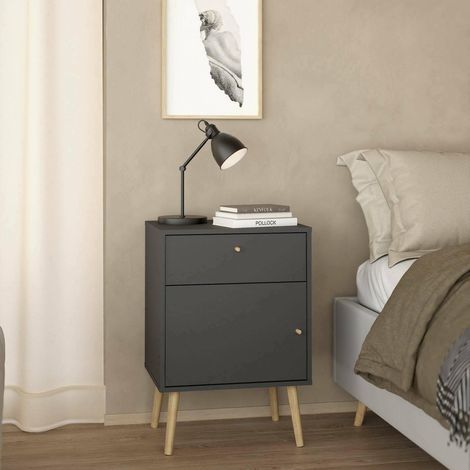 Chevet, Commode Basse, Table de Nuit, Étagère de Chevet, 50x39 h72 cm, Gris (1/5)