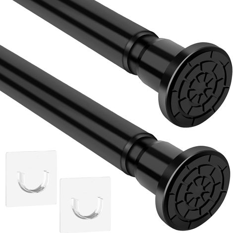 Lot de 2 tringles de douche à serrage sans perçage (71 à 240 cm) Inoxydable et antidérapante Pour douche, robes et armoire (1/5)