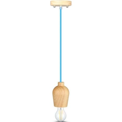 V-TAC VT-7778-BL Lampadario portalampada led in legno Noce + Cavo blu 1 metro - 3722 (1/5)