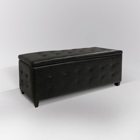 PANCA CONTENITORE CM 138X42 H. 46 IN ECOPELLE NERA (1/3)