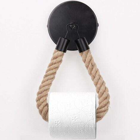 Porte-Papier Toilette,Porte-Serviette en Corde de Chanvre pour Salle de Bain et Cuisine Porte-Papier Salle de Bain Support de Rouleau de Serviette Toilette (Black) (1/5)