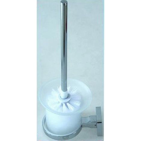Cleafe - Porta Scopino Parete In Acciaio Vetro Satinato A Parete Con Scopino Bagno 52208a - (1/3)