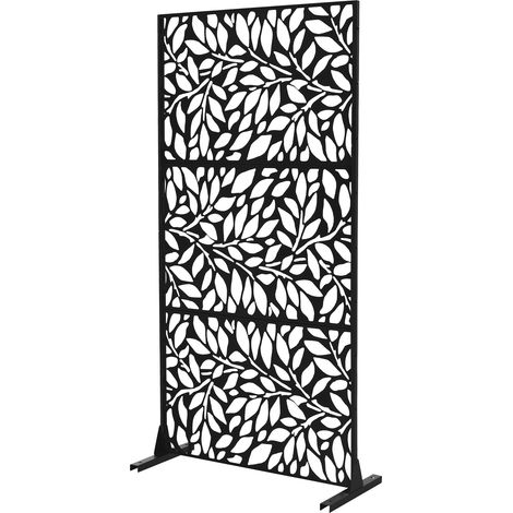 ML-Design Metall-Sichtschutz Firenze 90x180 cm, aus Stahl, Raumteiler - 3 Paneele, Trennwand erweiterbar mit Ständer, Paravent freistehend, Deko Sichtschutzwand wetterfest für Garten Balkon Terrasse
