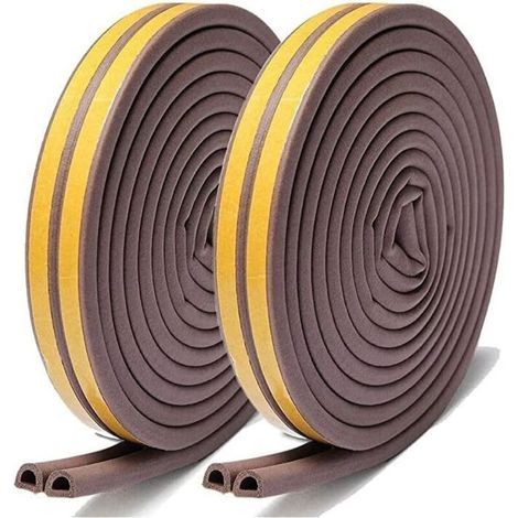 Strisce sigillanti per porte e finestre, strisce sigillanti autoadesive in schiuma, antivento e insonorizzanti (marrone, 6 m x 2, tipo D) (1/5)