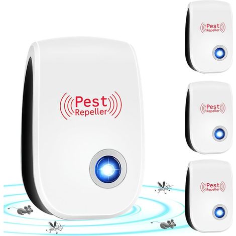 Répulsif Antiparasitaire à Ultrasons, Répulsif Ultrason Anti-Rongeurs Insectes 4 Pack, Ultrason Anti Moustique, Répulsif Souris Ultrason Intérieur, Ultrasonic Pest Repeller, 9X 5.5X 6.5 cm (1/5)
