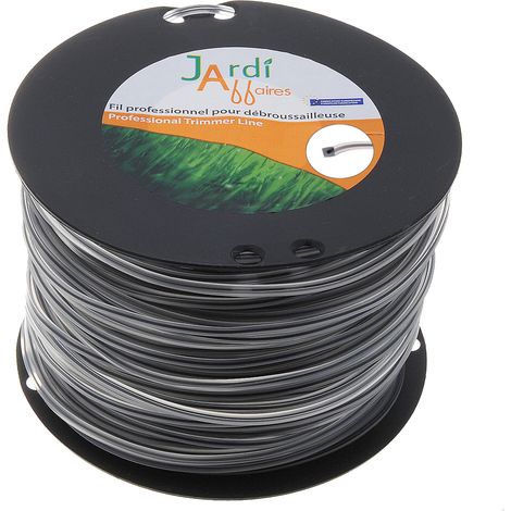 Jardiaffaires – Bobine de fil carré 3mm pour débroussailleuse – Longueur 109 mètres – Résistance accrue à l'usure – Traitement double extrusion (1/3)