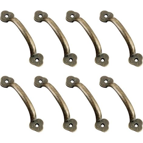 8 poignées de meubles - poignées en alliage de zinc - poignées de meubles vintage - conviennent pour les cuisines, les portes de cabanon, les abris de jardin - bronze - avec vis