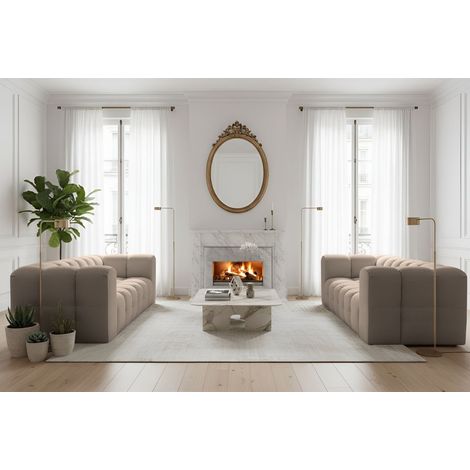 Sofaset Designersofa SOLVIE 4-4 in Stoff Tiffani Taupe (1/4)