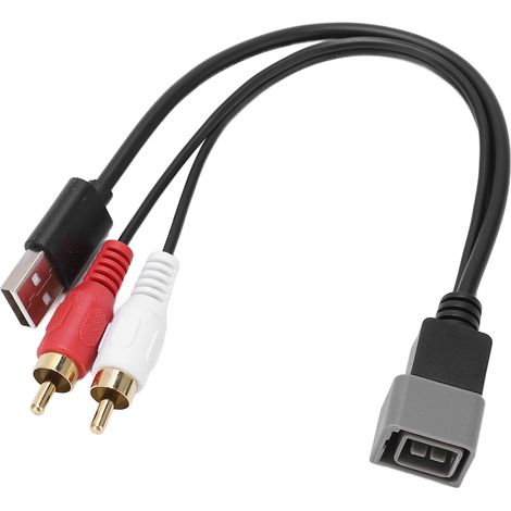 Câble adaptateur USB RCA 8Pin 23cm pour autoradio Nissan Cube Juke Versa, connecteur stéréo, remplacement pièce voiture, accessoire audio 9.06in (1/5)