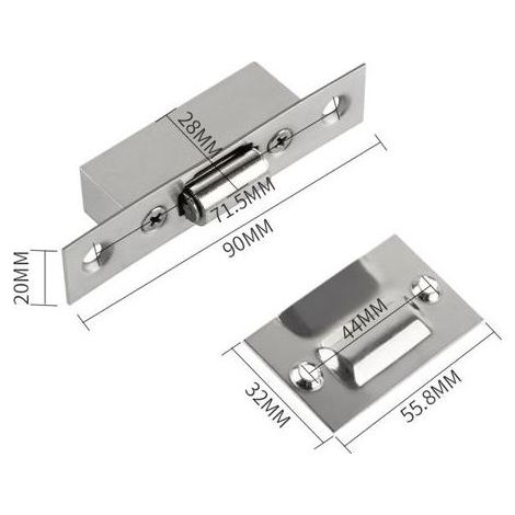 Serrure à rouleau dissimulée en acier inoxydable de 20 mm pour meubles, cuisine, salle de bain et chambre à coucher (1/5)