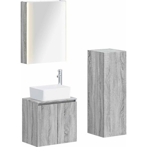 Ensemble de mobilier de salle de bain 4 pcs Sonoma gris vidaXL (1/5)
