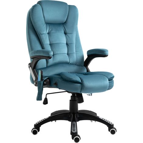 Silla de oficina con masaje y calor regulable en altura 68x72x110-120 cm poliéster azul HOMVRA (1/5)