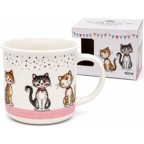 Taza de porcelana grande de 400 ml con diseño de gatos, ideal como regalo para la Reina Isabel. (1/5)