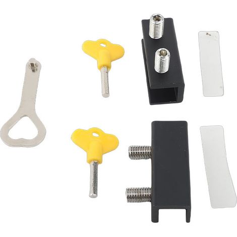 Verrous Fenêtre Coulissante Sécurité Butées avec Clés – Installation Facile Vertical Horizontal Fenêtres, Noir 2 Sets (1/5)