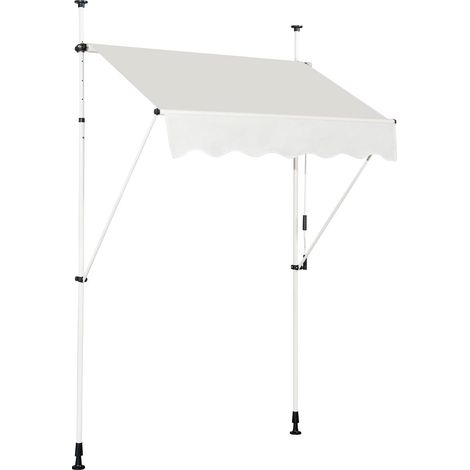 Auvent rétractable manuel ajustable 150 x 125 cm protection solaire ambiance cosy en aluminium beige