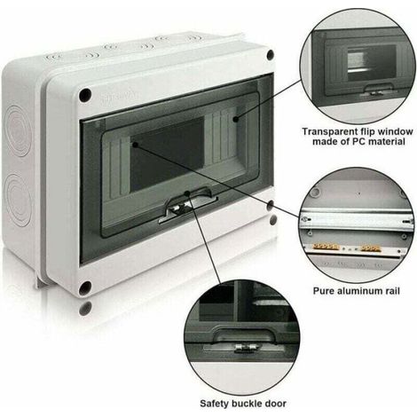 Coffret Electrique Etanche - IP65 - 1 Rangée 8 Modules - Pour Installation Extérieure - Boitier de Jonction ×1 (1/5)