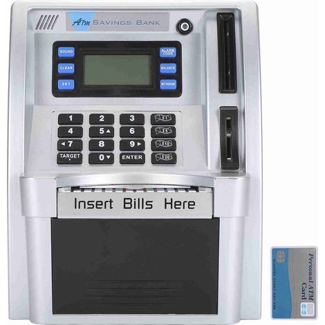 Tirelire Coffre-fort Électronique ATM Boîte à Monnaie avec Code PIN 4 Chiffres, Reconnaissement Automatique des Pièces et Billets, Écran LCD (1/5)