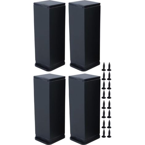 4 Pieds De Meuble Carrés, Pieds De Support pour Armoire, Pieds De Table en Alliage D'aluminium Noir (12 Cm) (1/5)