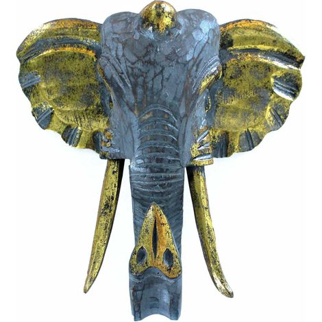 Cabeza Grande de Elefante - Oro y Gris