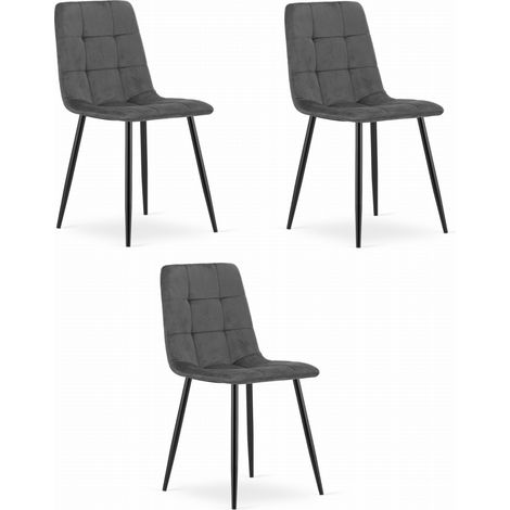Kara-Sessel – dunkelgrauer Samt x 3 (1/5)
