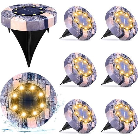 Lampe encastrable imitation pierre 8 LED – Éclairage rocaille – Spot solaire aspect granit,8 pièces (1/4)